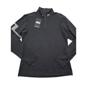 J. Lindeberg Heath Strike Mens 1/4 Zip Mid Layer Golf Pullover Black New Nwt - M